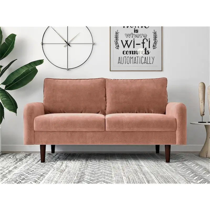 Velvet 2-Seater Loveseat Sofa European Style with Tapered Wood Legs