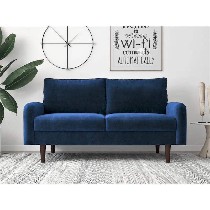 Velvet 2-Seater Loveseat Sofa European Style with Tapered Wood Legs