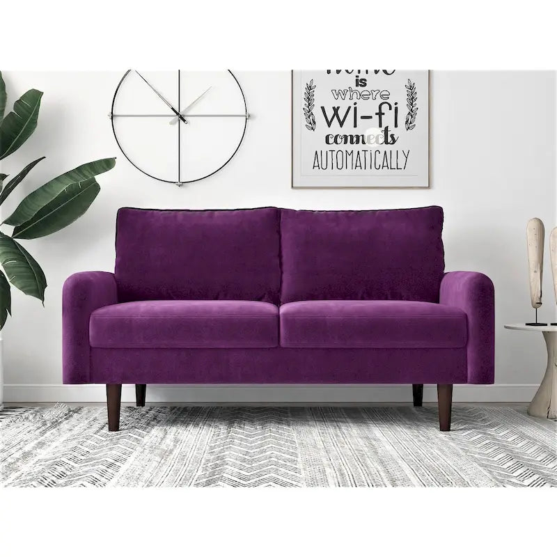 Velvet 2-Seater Loveseat Sofa European Style with Tapered Wood Legs