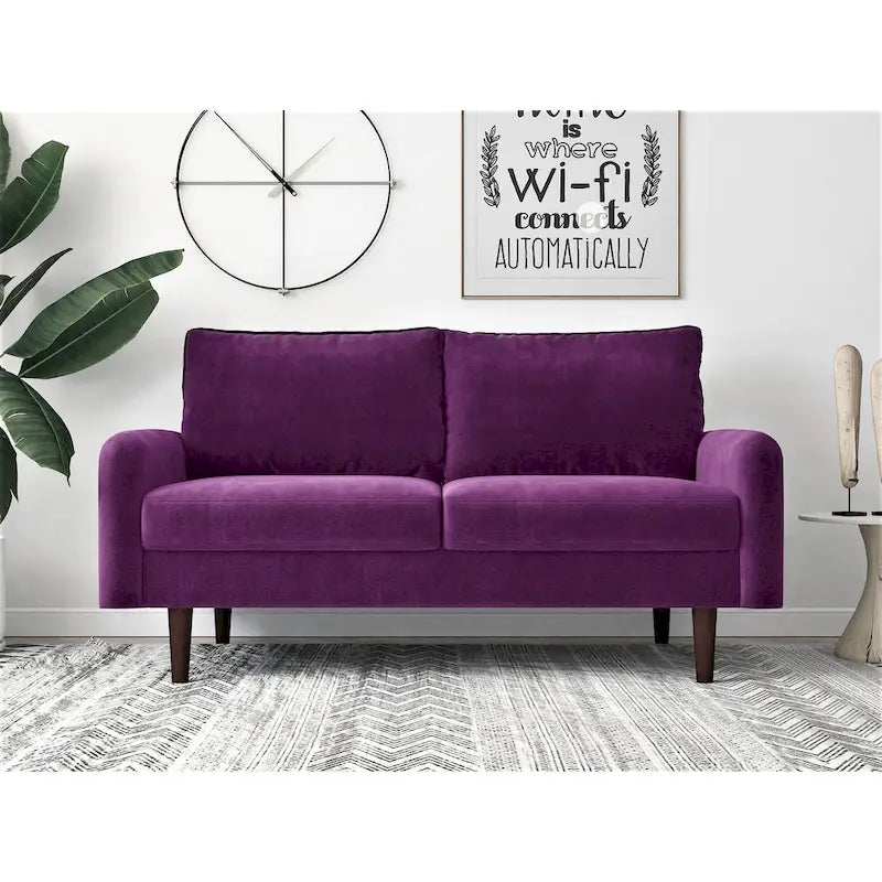 Velvet 2-Seater Loveseat Sofa European Style with Tapered Wood Legs