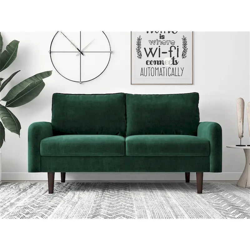 Velvet 2-Seater Loveseat Sofa European Style with Tapered Wood Legs
