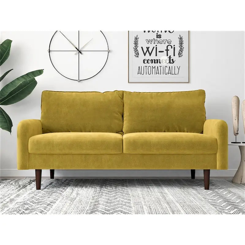 Velvet 2-Seater Loveseat Sofa European Style with Tapered Wood Legs