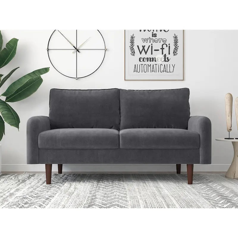 Velvet 2-Seater Loveseat Sofa European Style with Tapered Wood Legs
