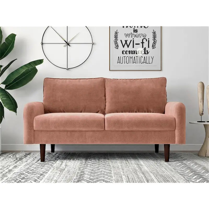 Velvet 2-Seater Loveseat Sofa European Style with Tapered Wood Legs