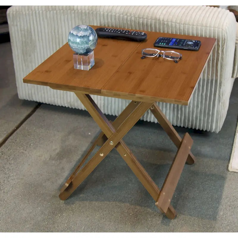 Eco-Friendly Solid Bamboo Foldable Square Side Table with Natural Finish