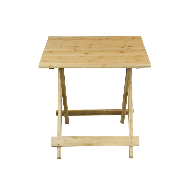 Eco-Friendly Solid Bamboo Foldable Square Side Table with Natural Finish