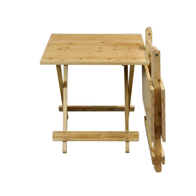 Eco-Friendly Solid Bamboo Foldable Square Side Table with Natural Finish