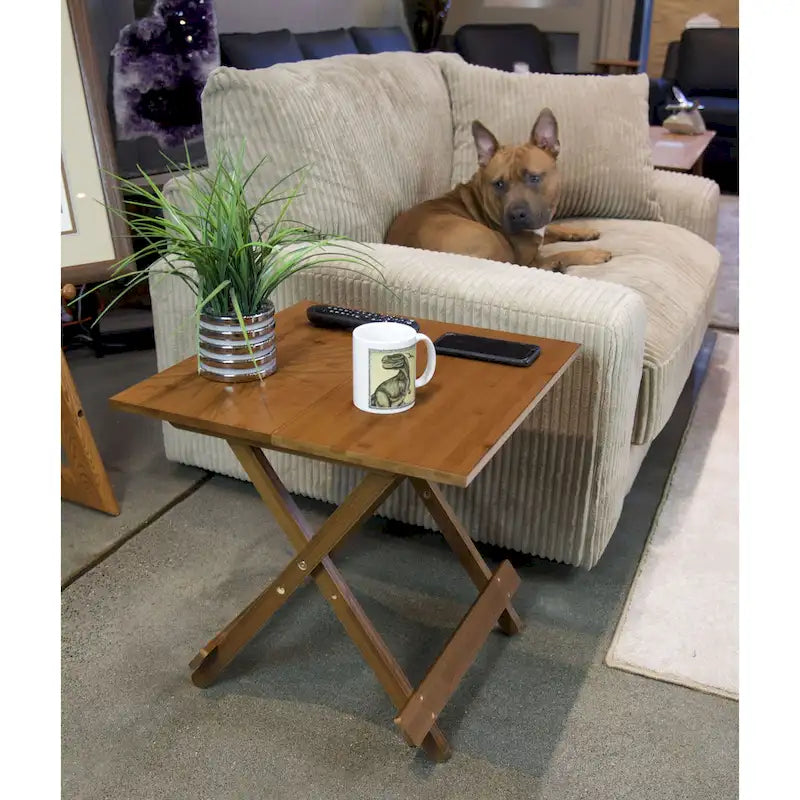 Eco-Friendly Solid Bamboo Foldable Square Side Table with Natural Finish