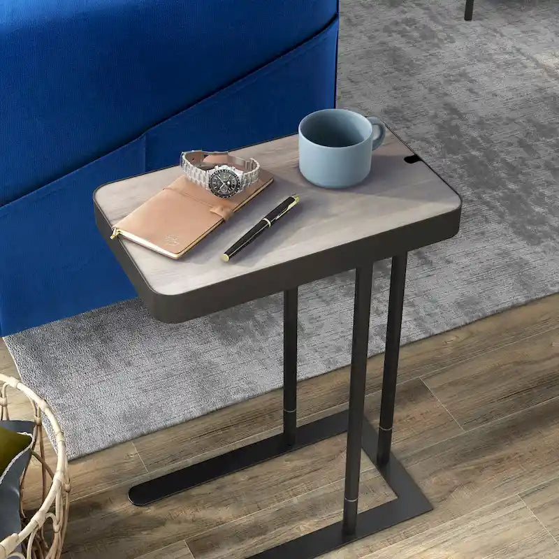 Schofield Industrial 20-inch Metal C-Shape Slide-open Top Side Table by Furniture of America
