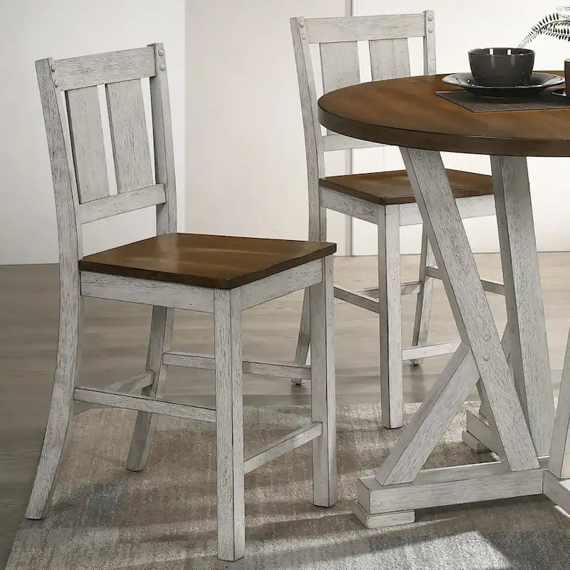 Furniture of America Theile Rustic Wood Counter Height Chairs, Set of 2
