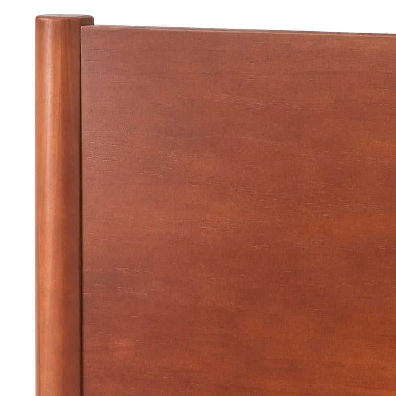 Mid-Century Solid Pinewood Platform Bed with Tapered Legs in Walnut or White