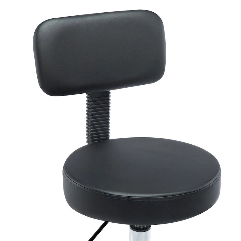 Adjustable Rolling Work Stool with Faux Leather Seat and Foldable Footrest, Versatile Stool for Home Office, Vanity,
