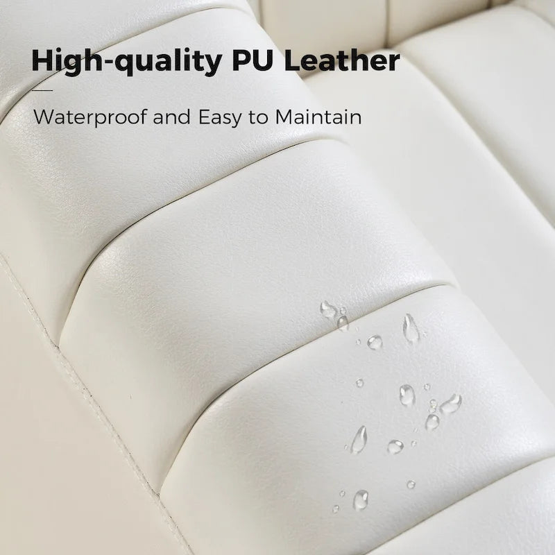 PU Leather Swivel Barrel Accent Chair Vertical Channel Tufting Square Arms
