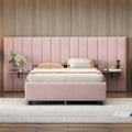 Velvet Upholstered Platform Bed Oversized Channeled Headboard with Side Shelves