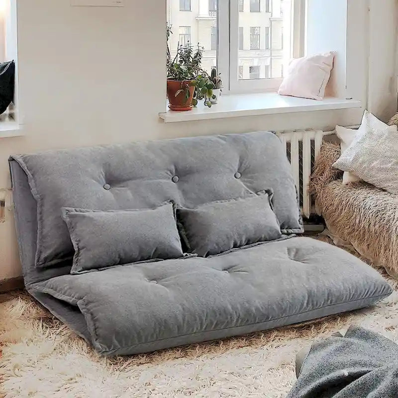 Modern Adjustable Ergonomic Fabric-Covered Sofa Bed Chair with Metal Frame